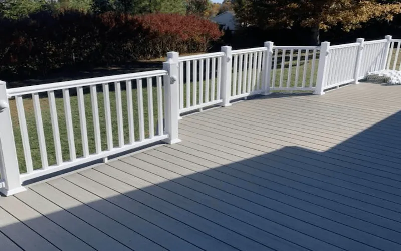 Finished grey composite deck with white railings — Carolina Construction Hickory NC